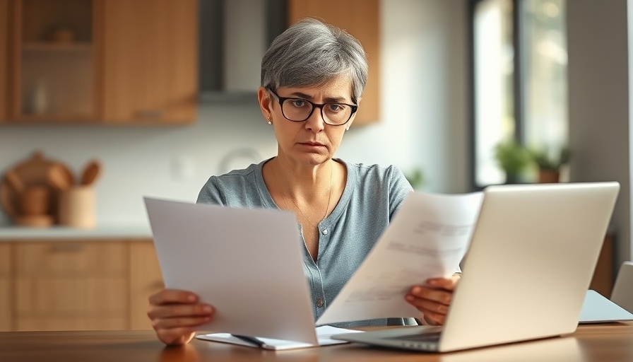 Concerned woman reviewing high first Medicare bill at home