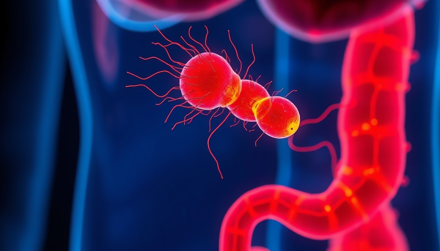 Illustration of Helicobacter pylori in the human stomach.