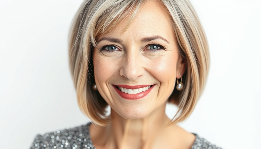 Elegant middle-aged woman with classic 90s hairstyle, smiling.