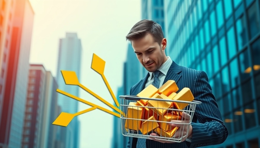 Businessman with gold bars in a basket, online gold dealers concept.