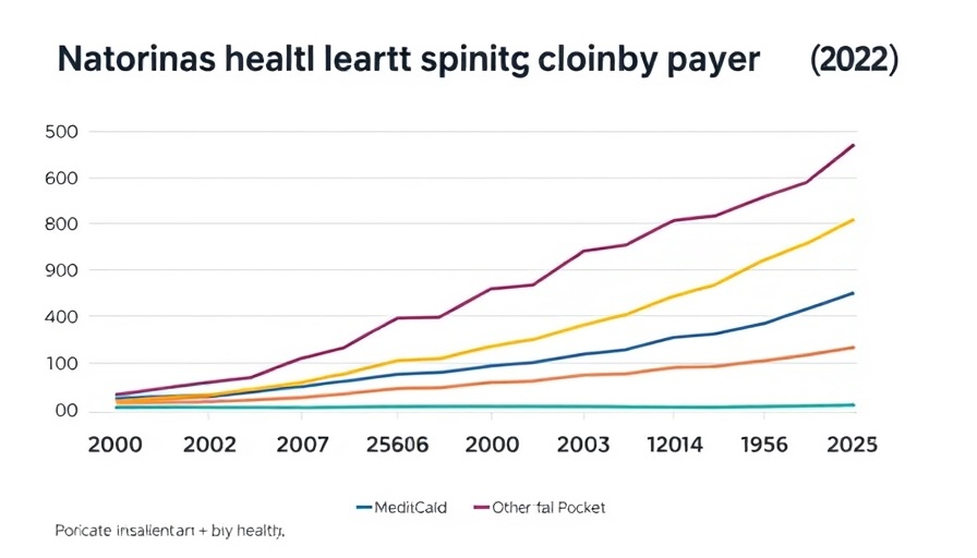 Graph of Medicaid’s share of national health spending from 2000-2022.