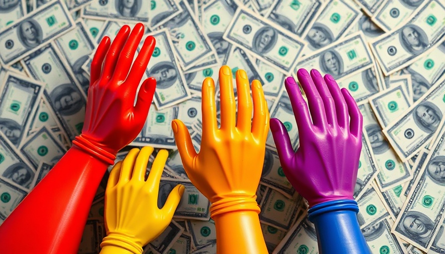 Colorful hands reaching for US dollar bills, illustrating welfare caseload reductions.