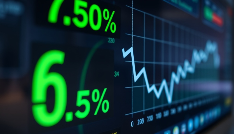 Digital display shows mortgage rates hit 11-month low with declining trend.
