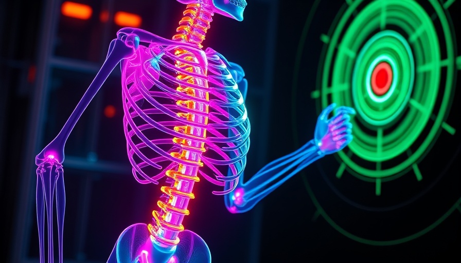 Digitized human skeleton highlighting bone regulation via neurological targeting.