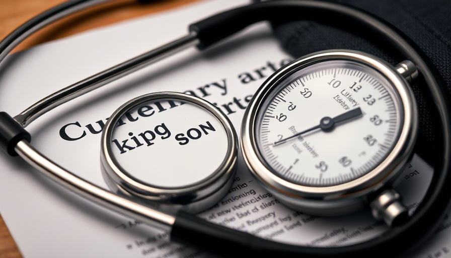 Stethoscope and gauge on coronary artery bypass surgery document.