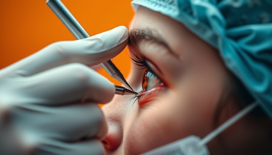 Close-up explanation of tooth in eye surgery procedure.