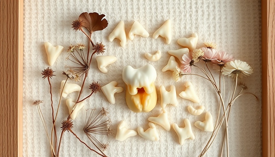Creative baby teeth art combined with dried flowers.