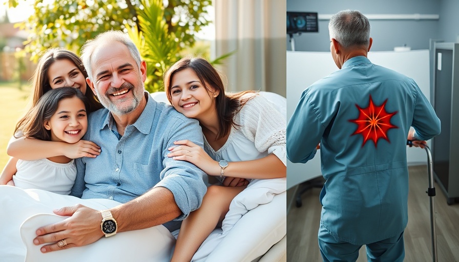 Collage showing health journey with family and medical care.