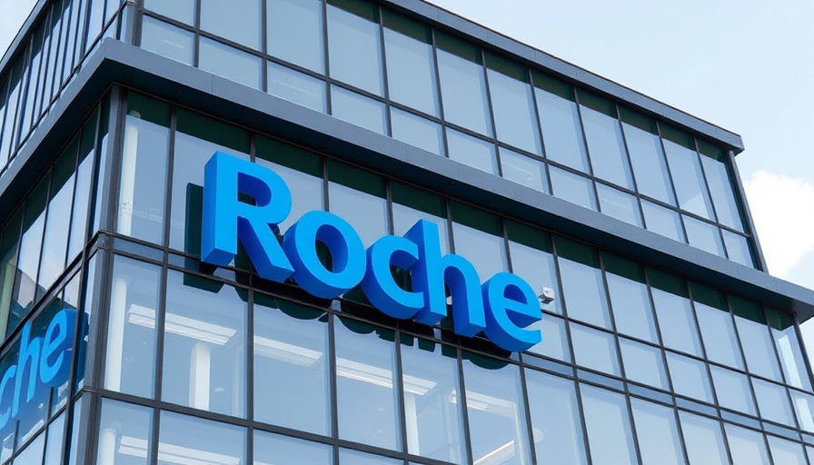 Roche building showcasing company logo next to modern facade, related to CE Mark for Contivue AMD Treatment.
