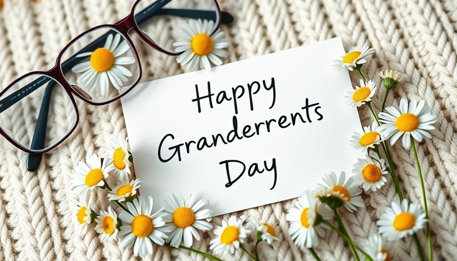 Charming daisy and card setup for last-minute gifts for Grandparents Day.