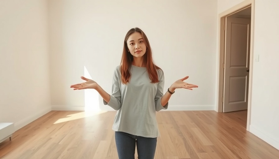 Young woman in empty room discussing flea-infested homes.