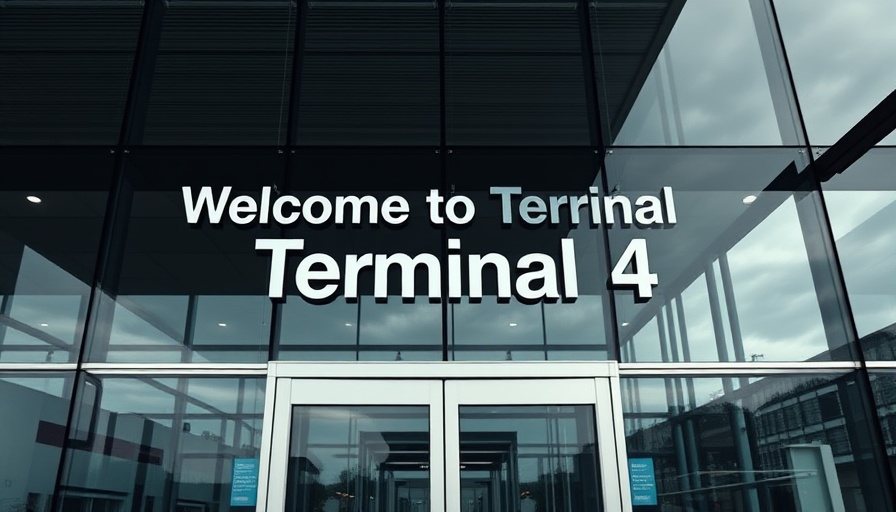 Heathrow Terminal 4 entrance with signage under overcast sky
