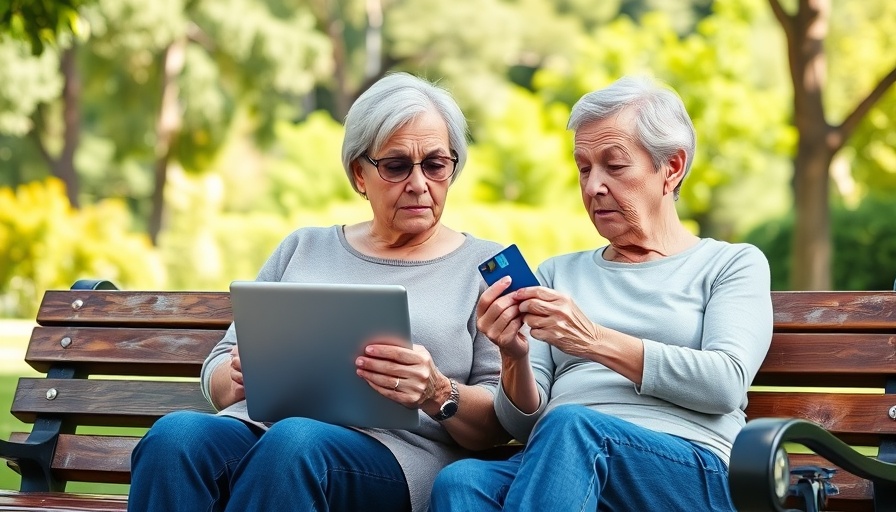 Mature couple confused over laptop, outdoors. Emotional habits for financial success.