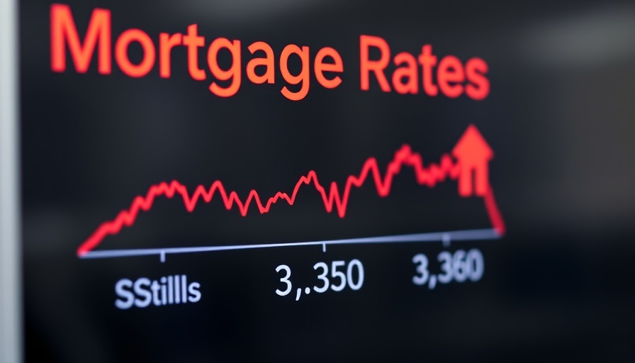 Digital chart shows mortgage rates slightly higher with fluctuation.