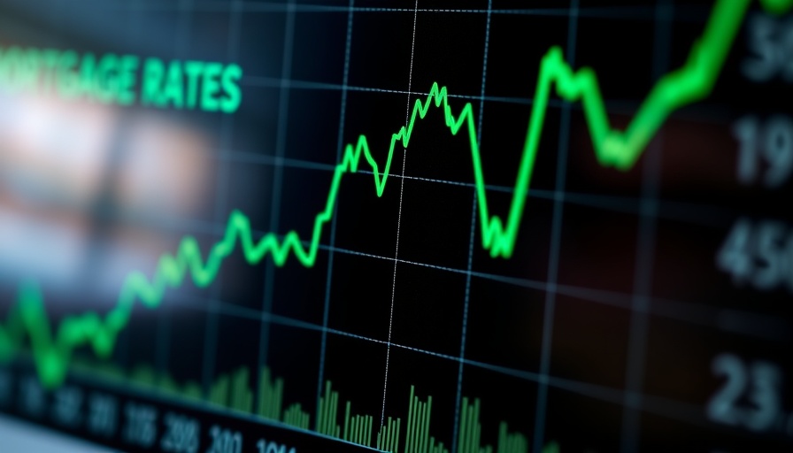 Graph showing mortgage rates at long-term lows in a professional interface.
