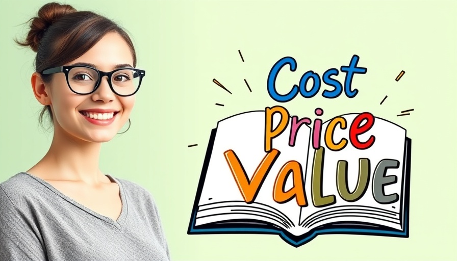 Illustration depicting the difference between cost and price with a smiling woman.