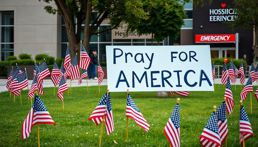 Impact of political violence on seniors; sign and flags signify hope.