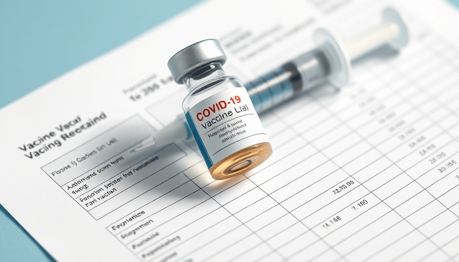COVID vaccine vial and syringe on vaccination record, Medicare.