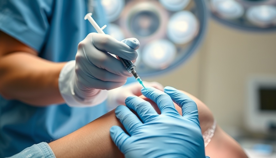 Gloved hands performing injection, reflecting perfusion index use in orthopedic surgery.