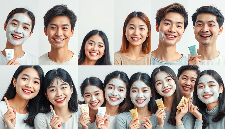 Collage of people with Korean face masks and products.