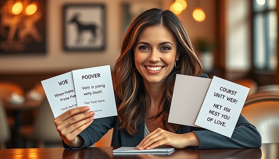 Woman presenting tiny mental shifts for depression with cards.