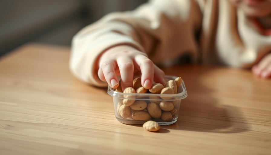 Child reaching for peanuts, enhancing quality of life through therapy.