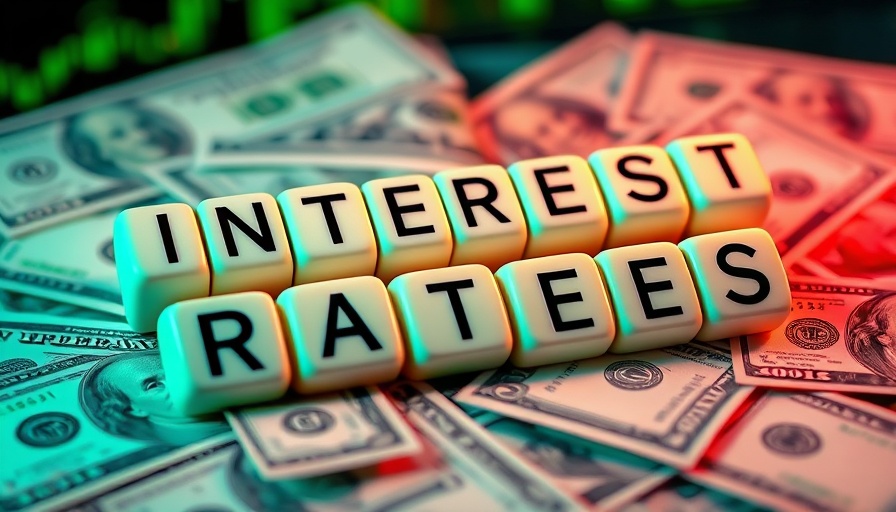 Interest rates theme on dollar bills, economic indicators concept.