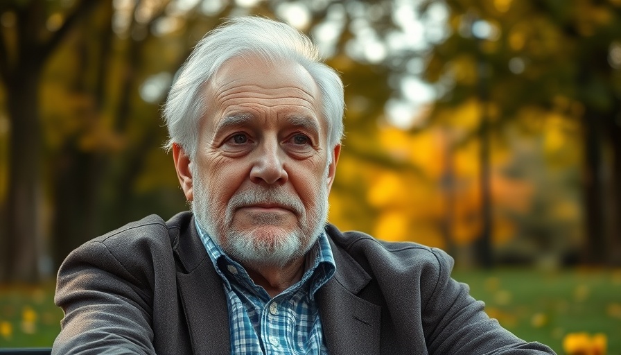 Elderly man reflecting in a park, elder financial abuse prevention.