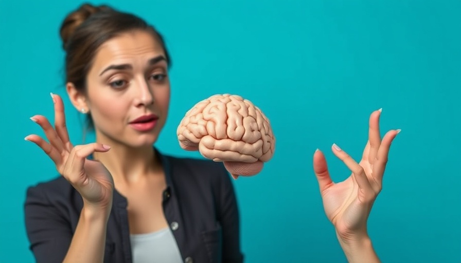 Woman demonstrating brain model related to ADHD and Anxiety.
