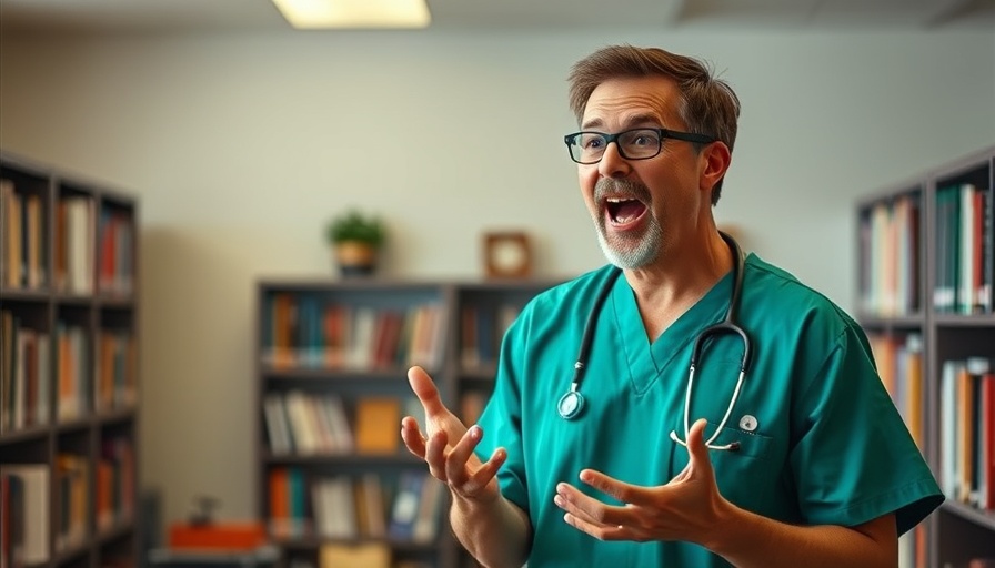 Holistic veterinarian energetically presenting pet care tips.