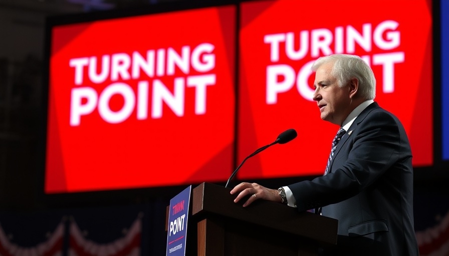 Prominent political figure speaking at Turning Point USA event.