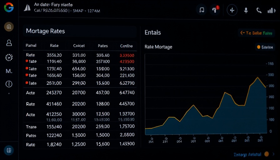 Current mortgage rates displayed on a financial dashboard.