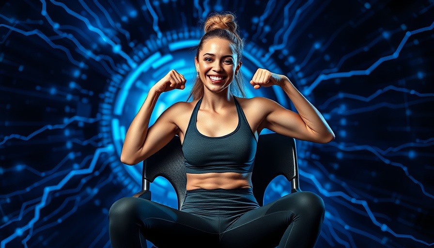 Efficient Belly Fat Workouts illustration with woman flexing on chair.