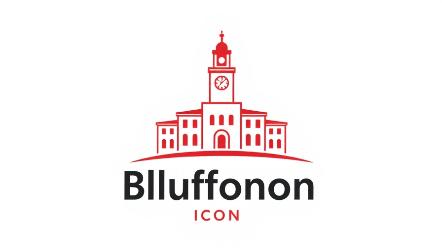 Bluffton Icon logo in red and white, minimalistic design.