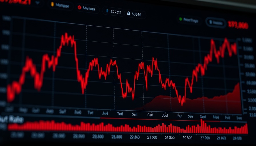 Financial graph showing mortgage rates daily index, detailed data and red chart.