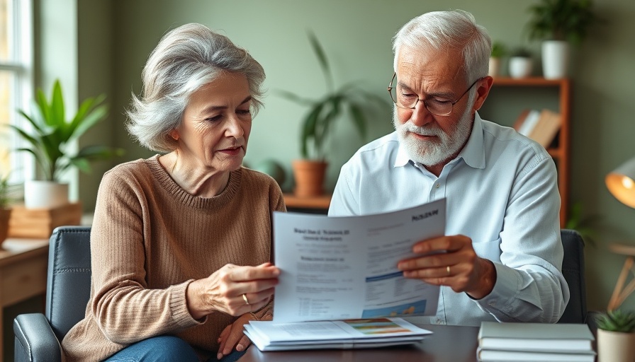 Elderly couple reviewing finances, tax changes in retirement.