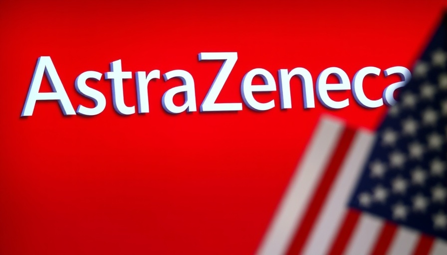 AstraZeneca branding next to American flag, corporate appeal.