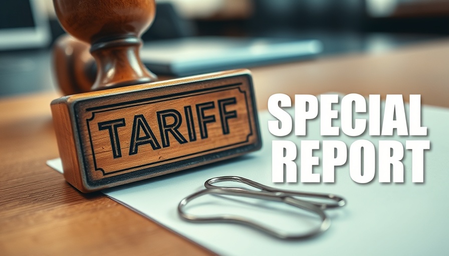 Special report on tariffs with a tariff stamp.