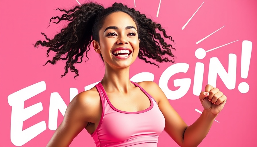 Energetic woman increases energy naturally without caffeine, vibrant pink background.
