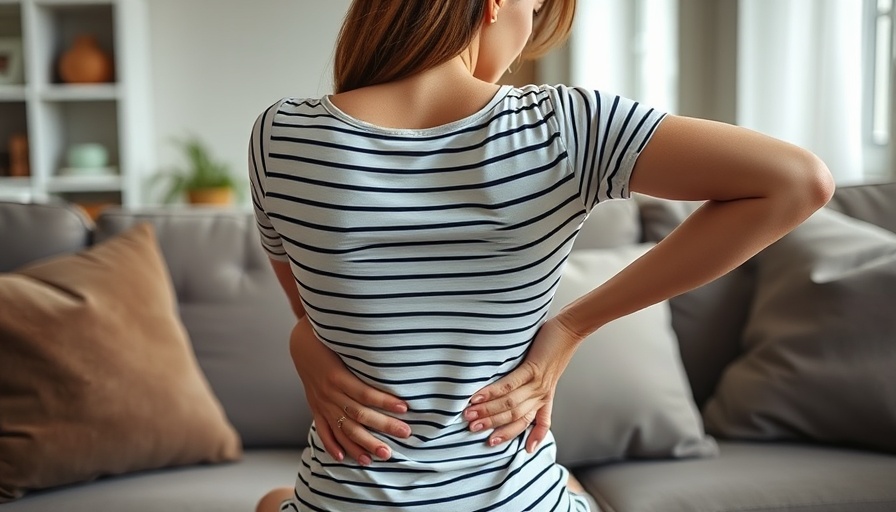 Woman experiencing lower back pain, relevant for cannabis use.