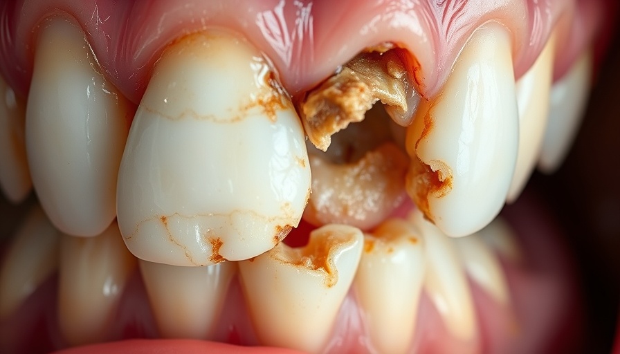 Teeth affected by dental caries with black discoloration.