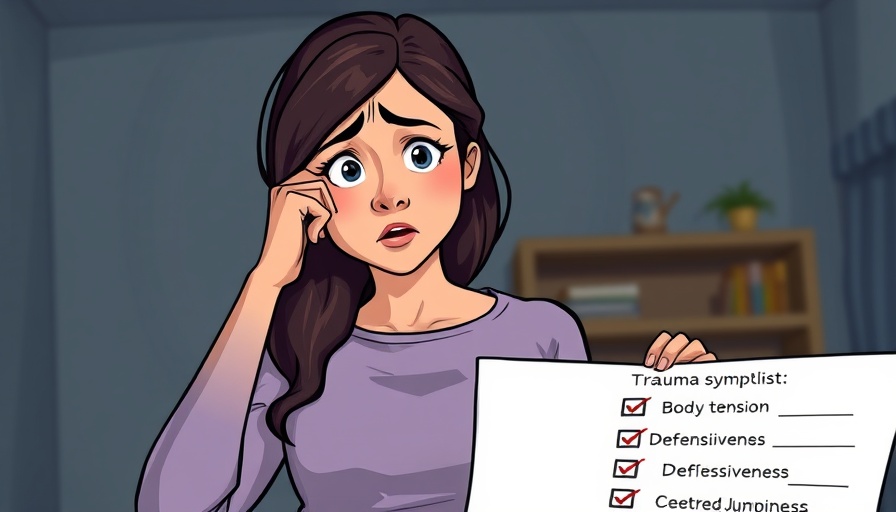 Cartoon of woman addressing armoring and trauma with checklist.