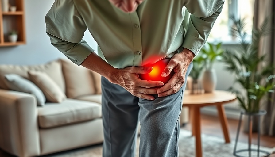 Elderly person seeking knee arthritis pain relief therapies at home.