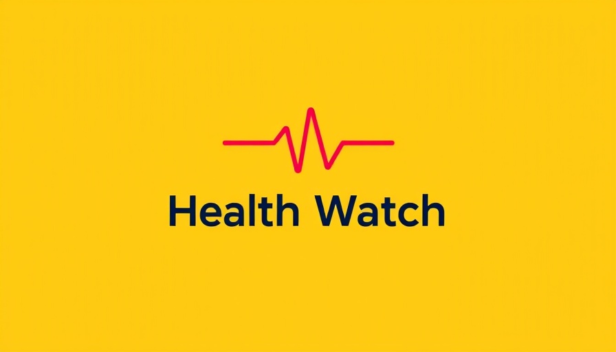 Health Watch logo with heartbeat line on yellow background.