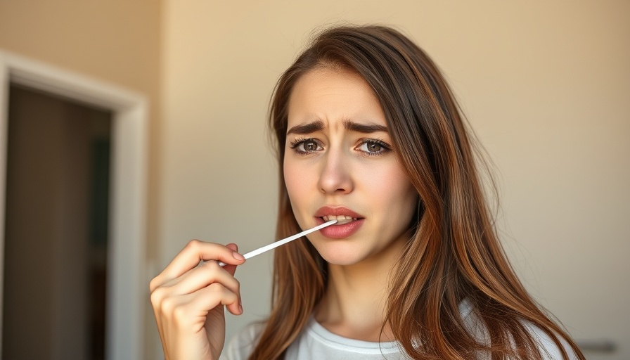 Young woman showing discomfort due to flossing mistakes.