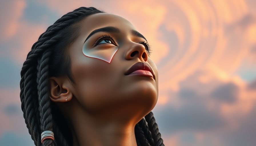 Self-acceptance in trauma recovery illustrated by a contemplative woman with a glowing heart in a pastel sky.