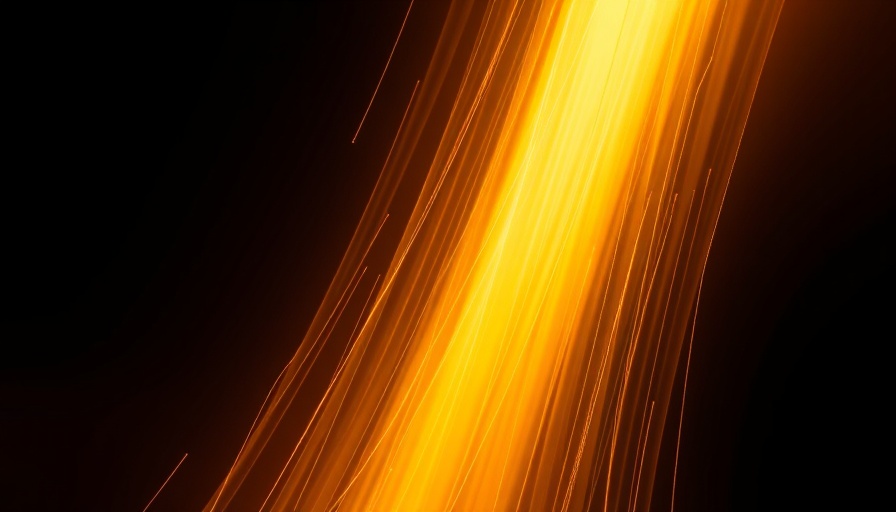 Abstract golden light streaks symbolizing AI advancements.