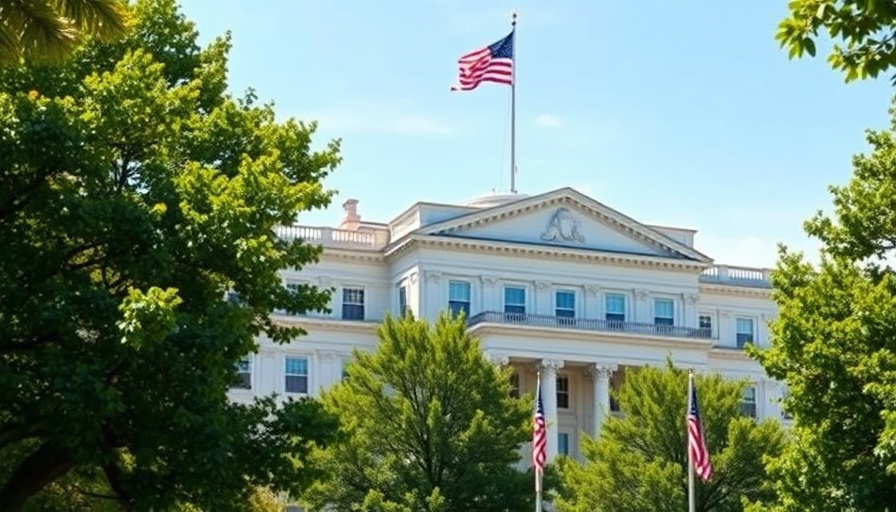 Iconic government building with flags, quantum computing relevance.