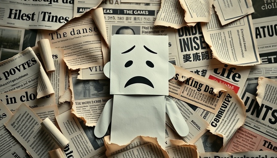 Collage of anxiety-inducing words surrounding paper figure dealing with stress.