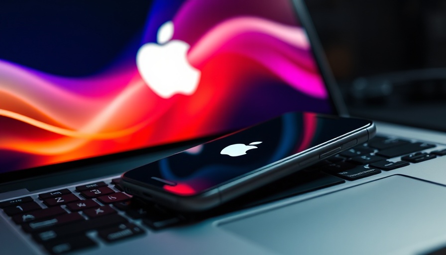 Close-up of phone and laptop with Apple Intelligence logo.